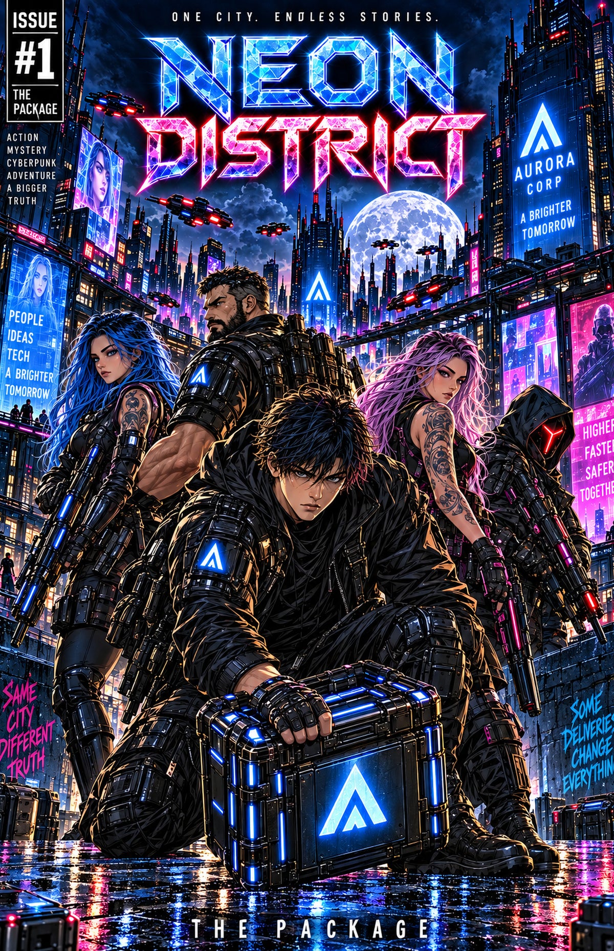 NEON DISTRICT — Issue #1: The Package | Premium Digital Cyberpunk Comic