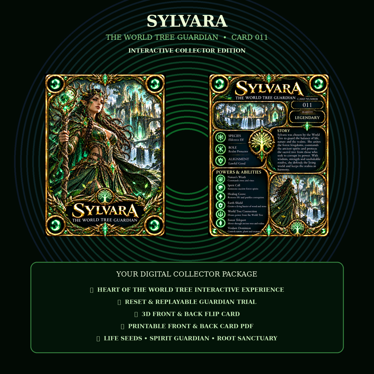 Sylvara 011 – The World Tree Guardian | Premium Interactive Fantasy Collector Card