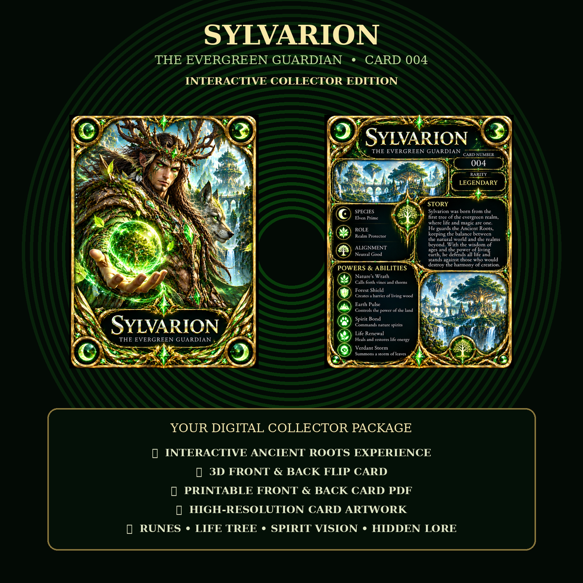 Sylvarion 004 – The Evergreen Guardian | Premium Interactive Fantasy Collector Card