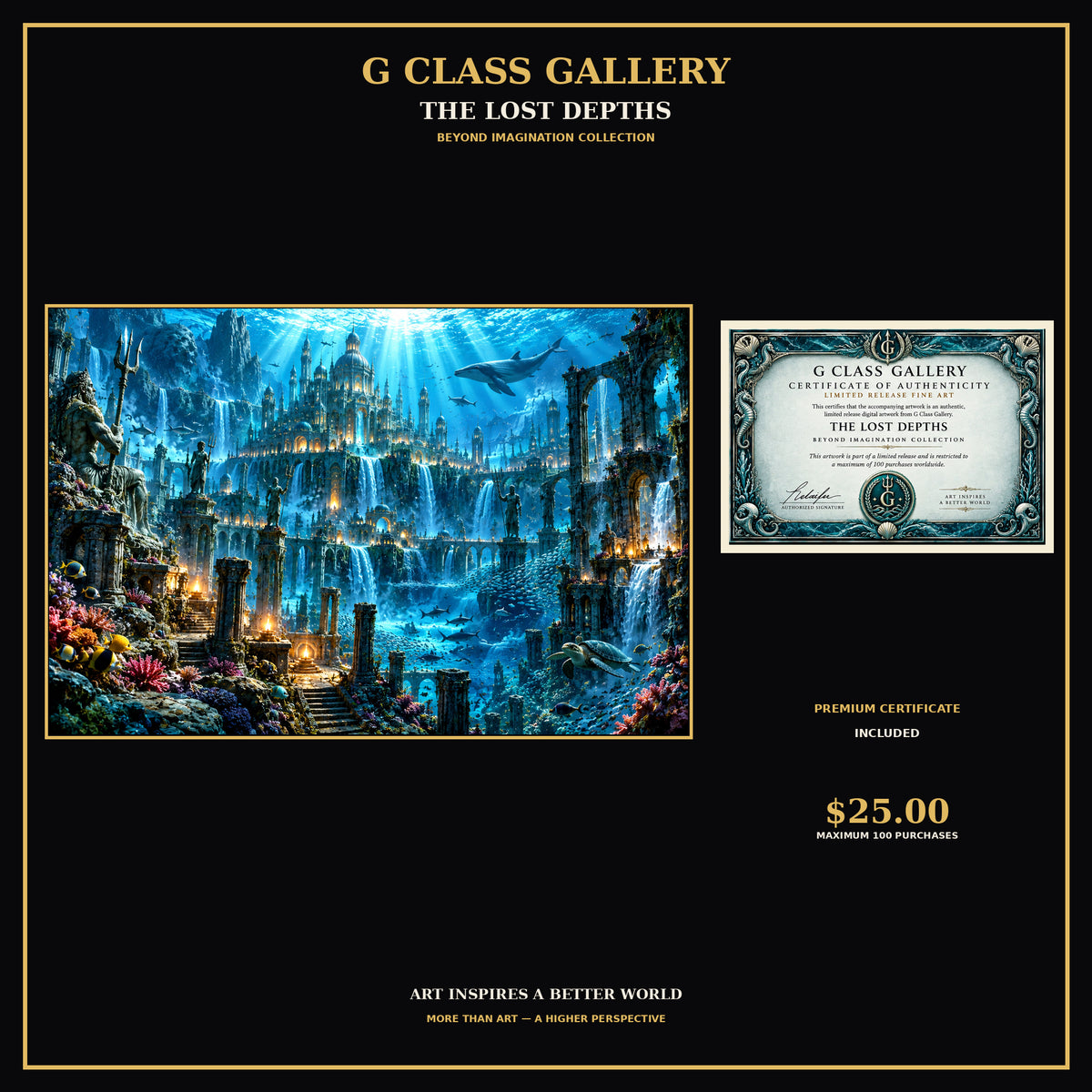 The Lost Depths | Underwater Fantasy Digital Fine Art + Premium Certificate | G Class Gallery