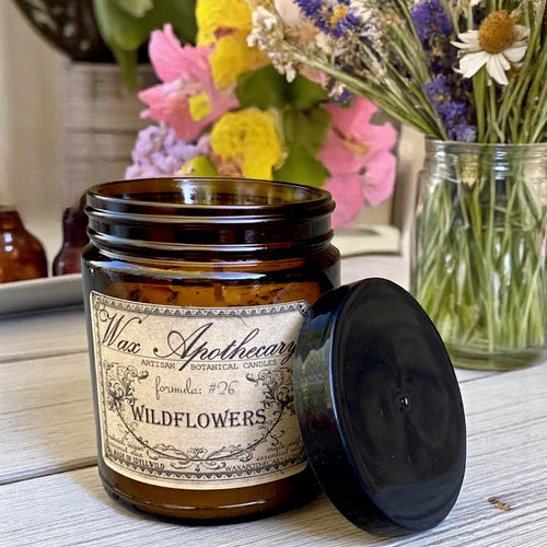 6 oz Botanical Candle in Amber Glass Jar - Wildflowers