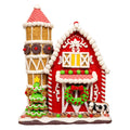 Lighted Gingerbread Barn and Silo - 12 Inches tall