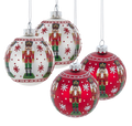 Glass Nutcracker Design Ball Ornaments - 4-Piece Set
