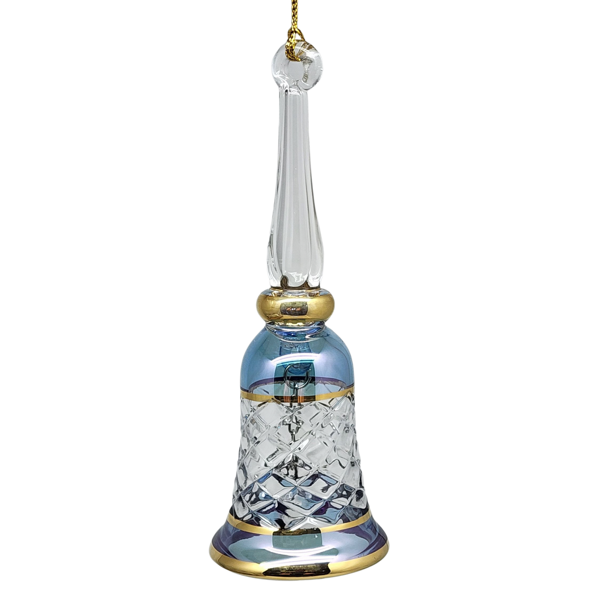 Gold Cut Etched Bell - Blue
