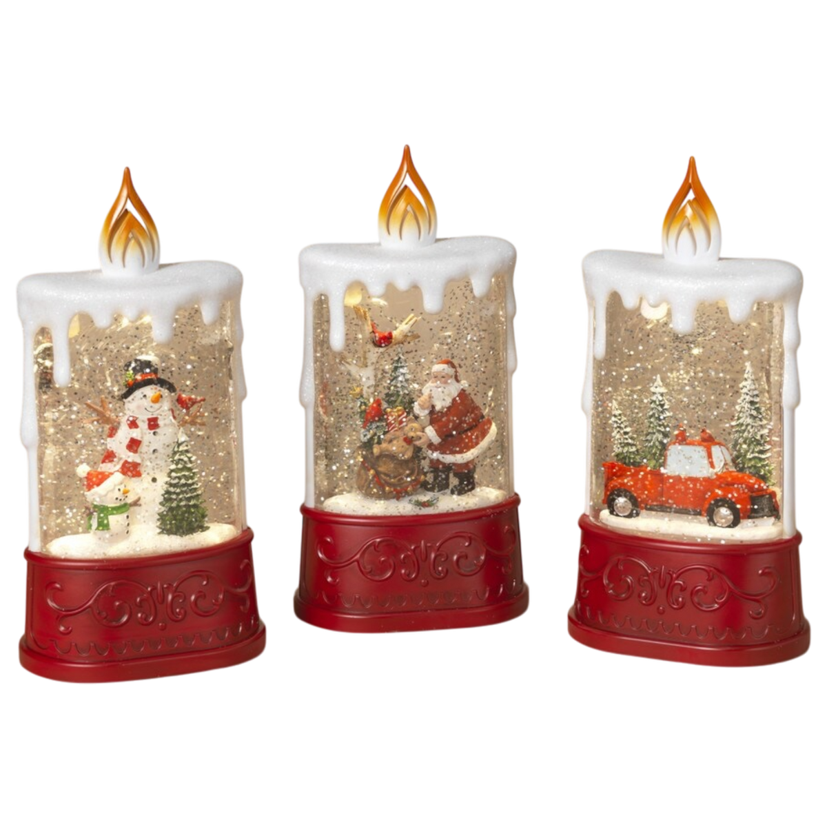 Christmas B/O Lighted Spinning Water Globe Candle