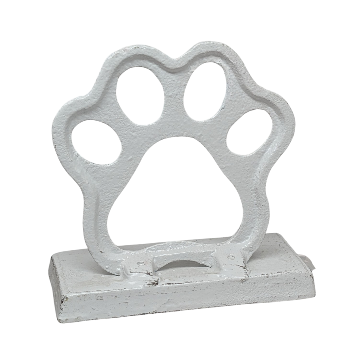 Cast Iron Paw Print Stocking Holder - White