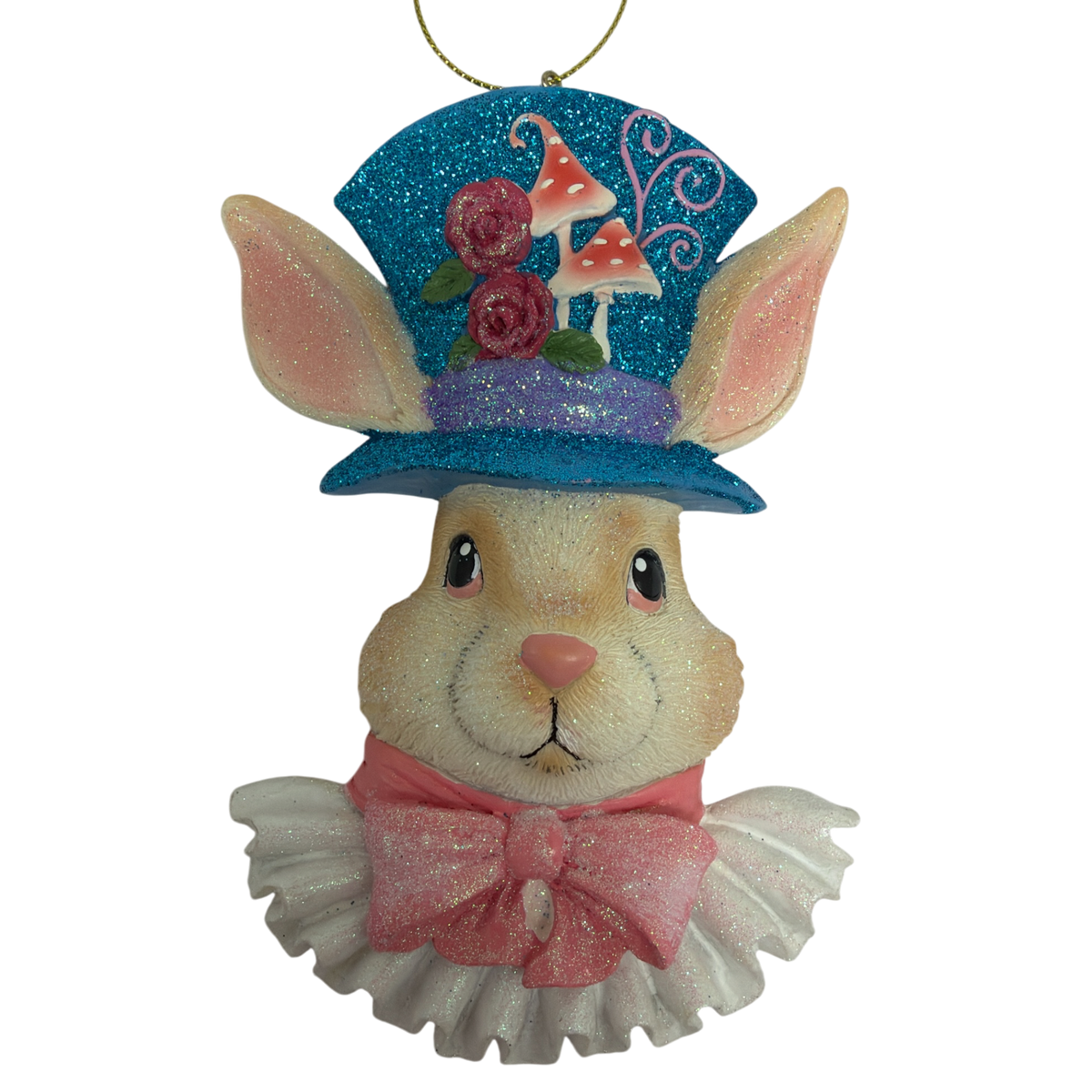 White Rabbit  - Alice in Wonderland Flat Back Character Head Ornament