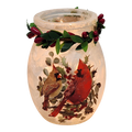 4 inch Lighted Jar with Garland - Two Cardinal Delight