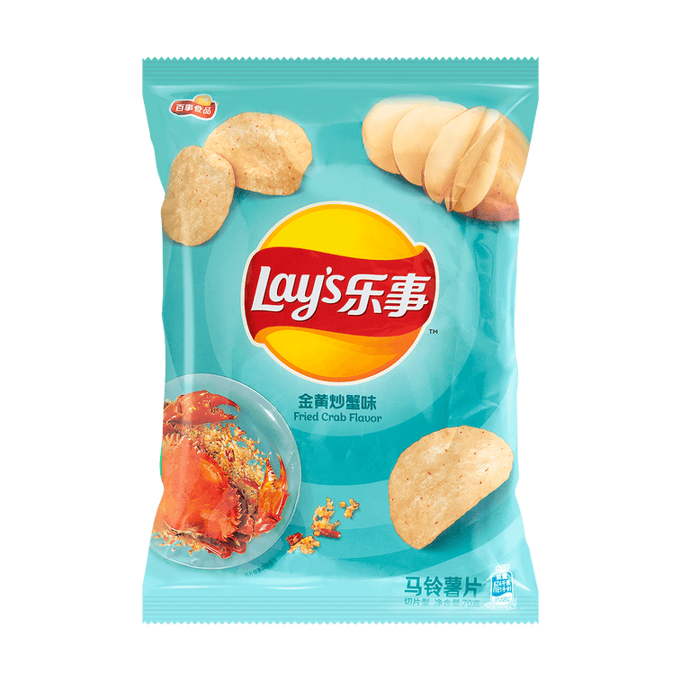 Lays Fried Crab Potato Chips 2.46oz - Authentic Asian Seafood Flavor Snack