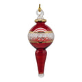 Lattice Glass Ornaments With Gold Accents - Red Ball with Finial