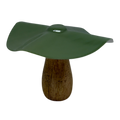 Metal and Mango Wood Mushroom  - Olive Green