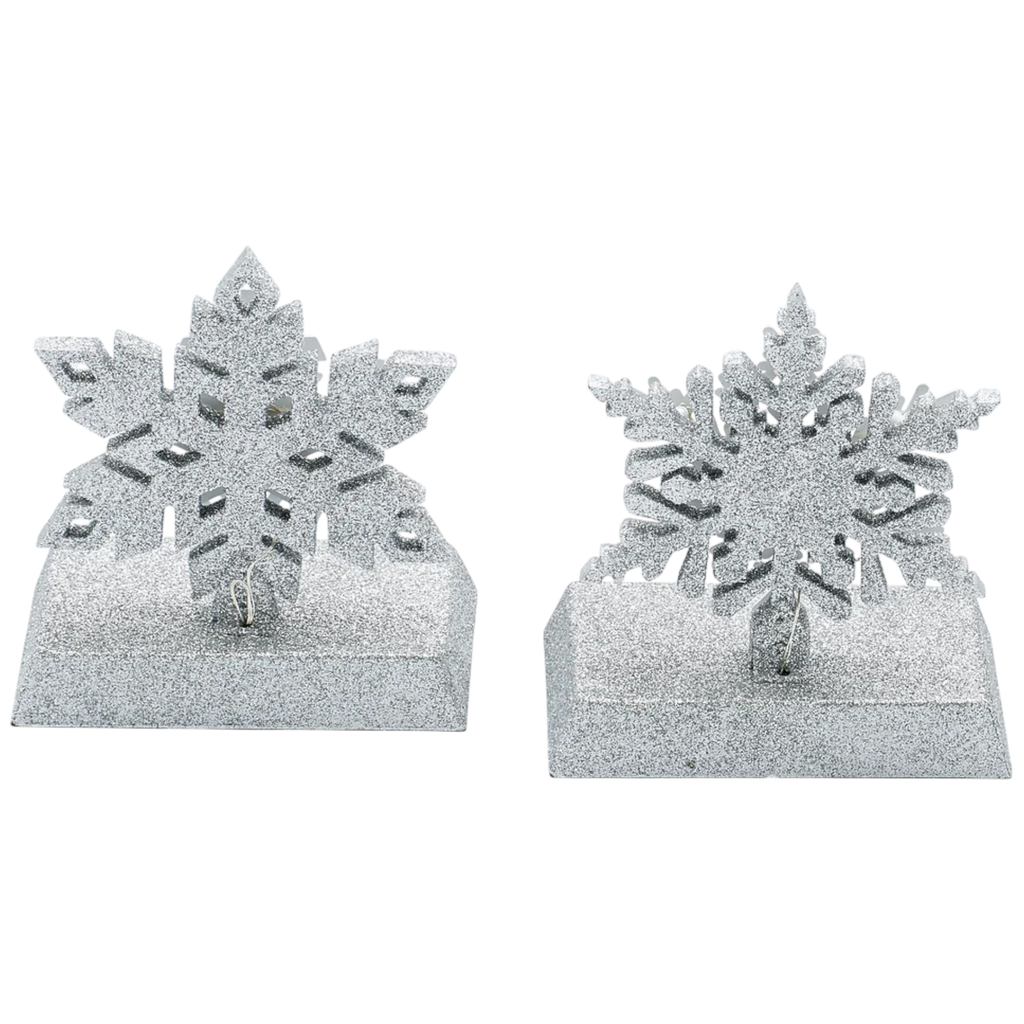 Lighted Snowflake Stocking Hanger - 2 Piece Set