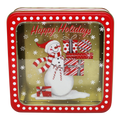 Square Cookie Tin with Window - Happy Holidays Snowman