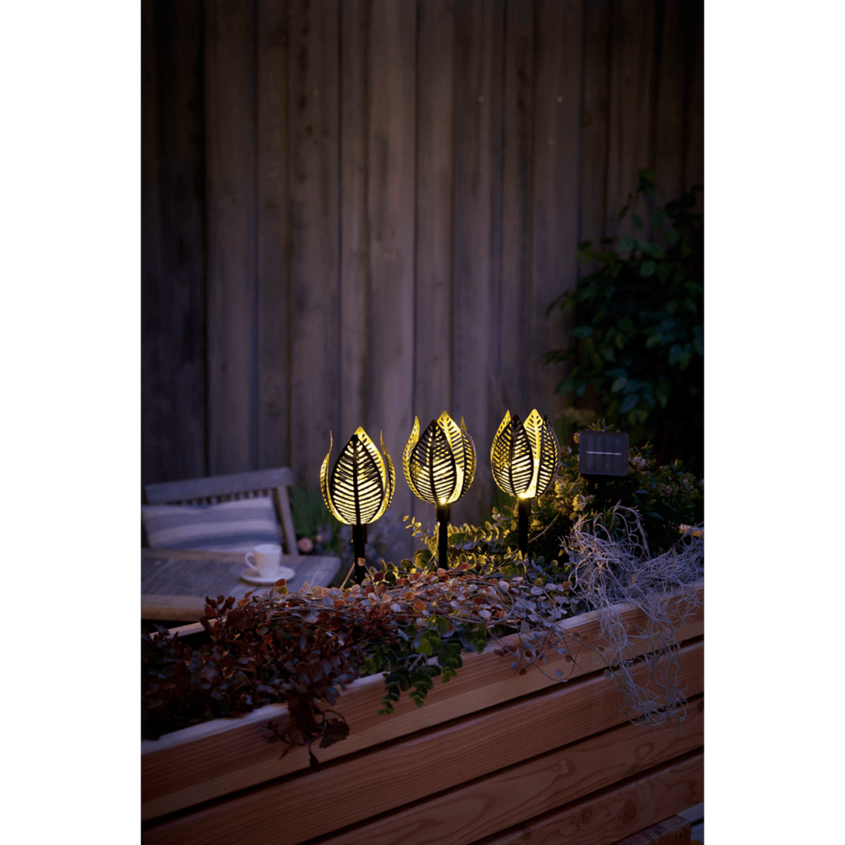 Solar Powered Copper Lily lights - set of 3