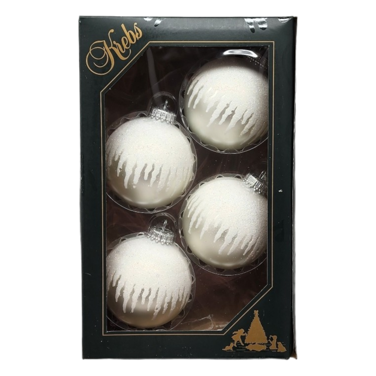 Krebs Value Glass Ball 4 pack - Icicle Drip on Silver