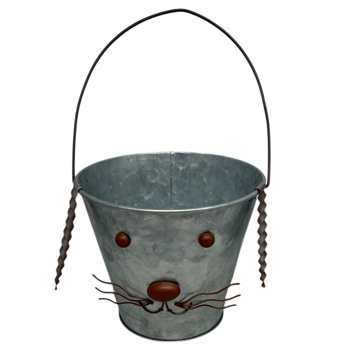 Galvanized Metal Bunny Design Bucket with Ears - Small