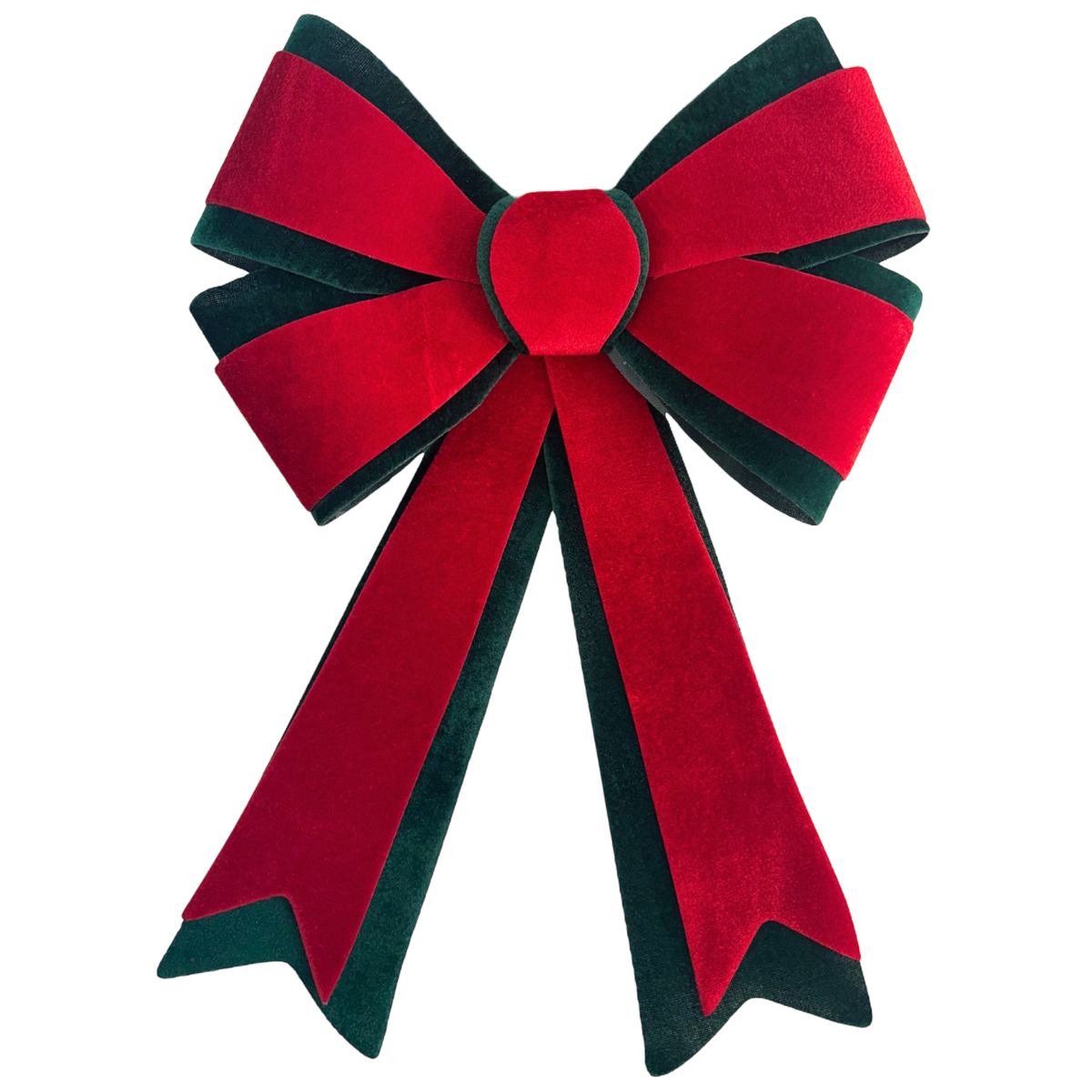 Red and Green Layered Grand Holiday Velour Bow