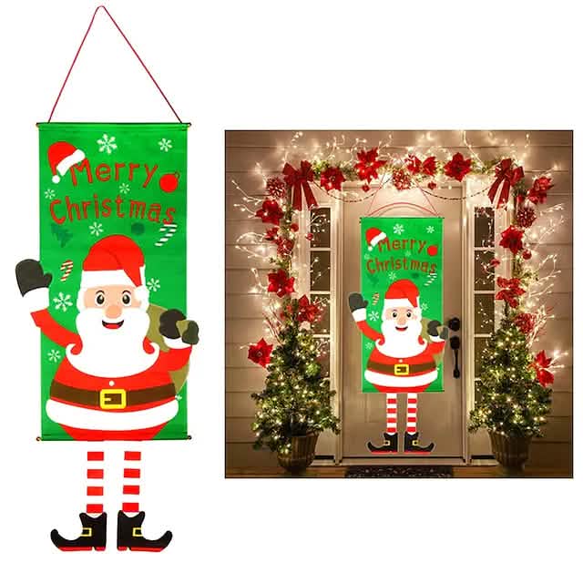 Christmas Door Hanging Flag Decor