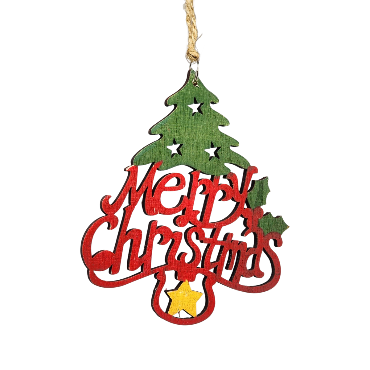 Laser Cut Wooden Ornament - Merry Christmas Tree