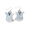 Silver Glitter Ghosts Earrings