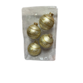 Krebs  Glass Ornament 4 pack - Golden Glitter Reindeer Sweater Band