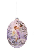 Oval Glass Ornament - Brunette Angel Girl