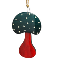 Glossy Wooden Mushroom Ornament - 3 1/2 Inches