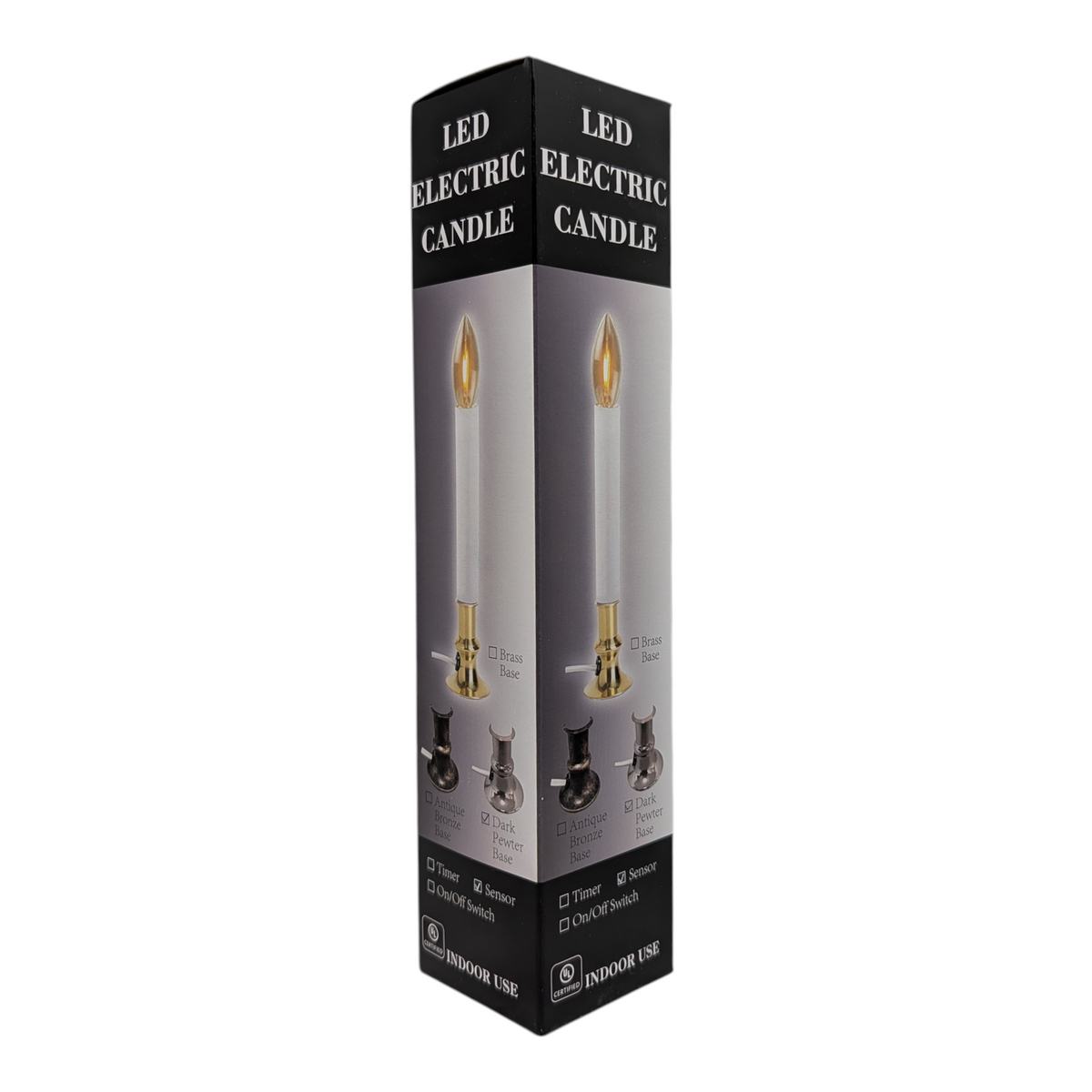 Dark Pewter Candle with LED Bulb and Sensor