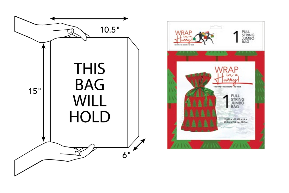 Wrap In A Hurry Jumbo Pull String Gift Bag - Tree Design