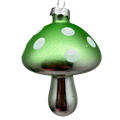 Green  Glow-In-The-Dark Glass Mushroom Ornament