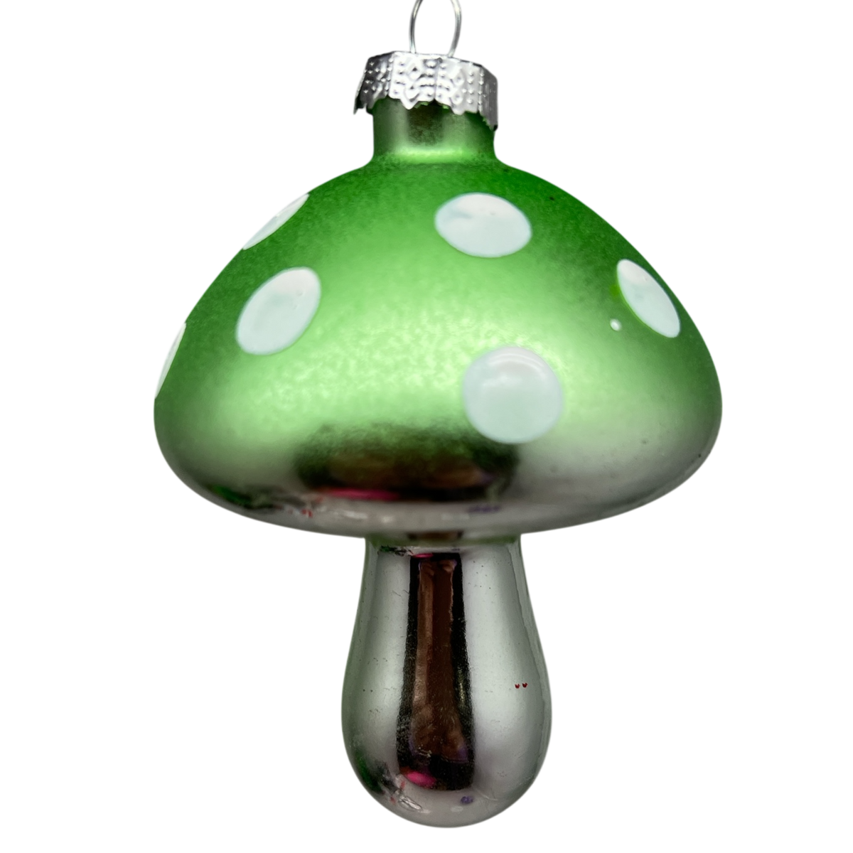 Green  Glow-In-The-Dark Glass Mushroom Ornament