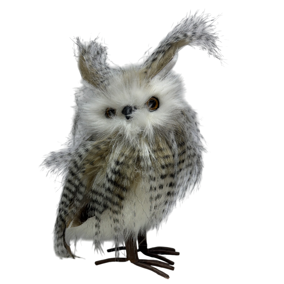Faux Fur Owl Figurine Feathers Up
