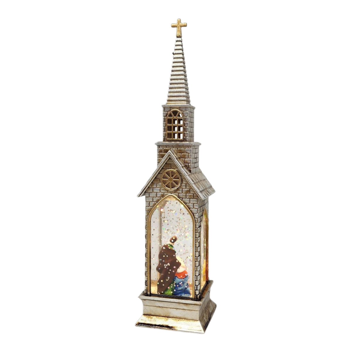 Lighted Church Waterglobe -  Holy Family