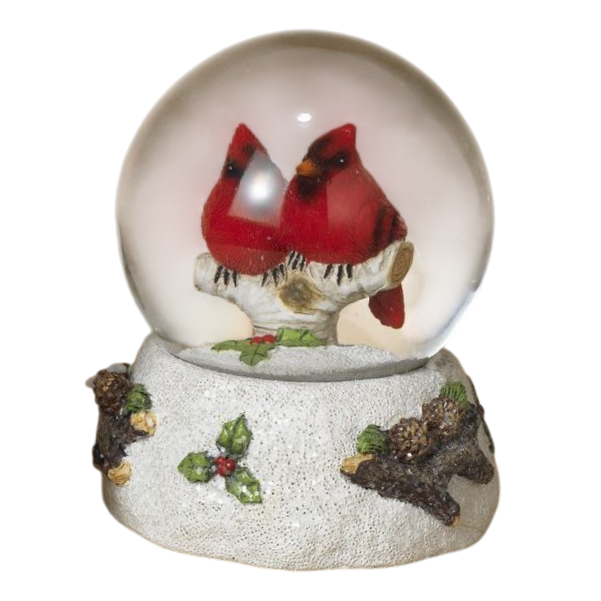 Cardinals on a Branch Water Globe - 5 Inch