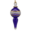 Lattice Glass Ornaments With Gold Accents - Purple Ball with Finial