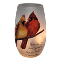 Lighted Glass Vase - Winter Cardinals - 5.25 Inches tall