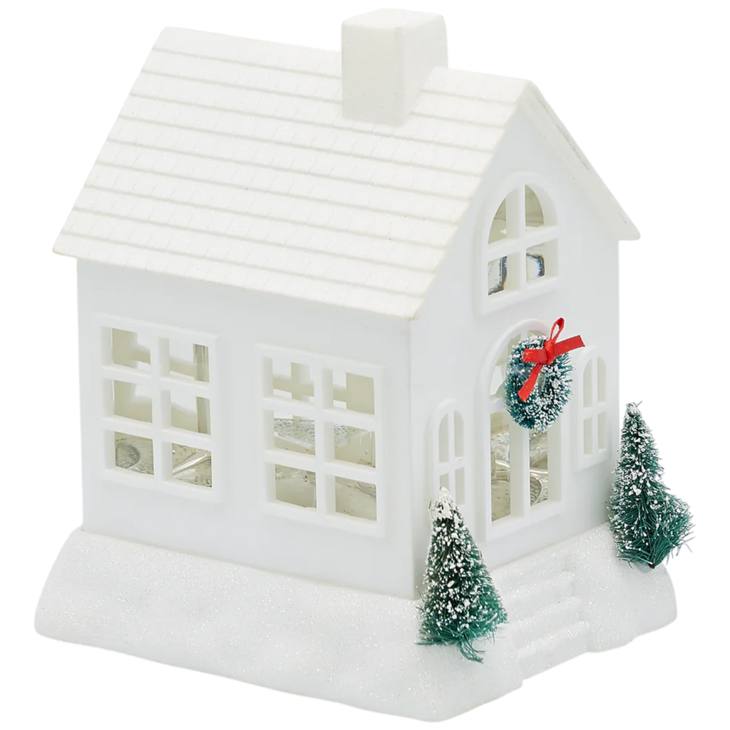 Lighted Swirl House with Trees & Wreath