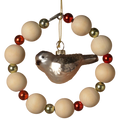 Beaded Chain Ornament with Chickadee