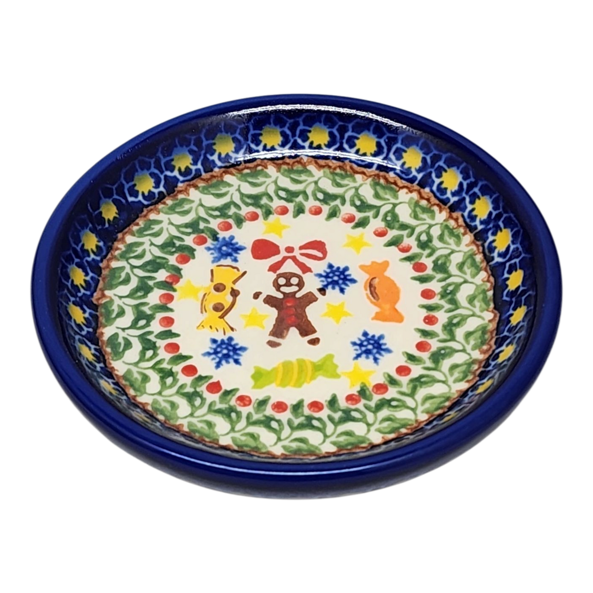 Ceramic Snack Plate - Gingerbread Celebration Pattern