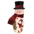 Lighted Glass Vase - Delightful Snowman  -9 Inches tall