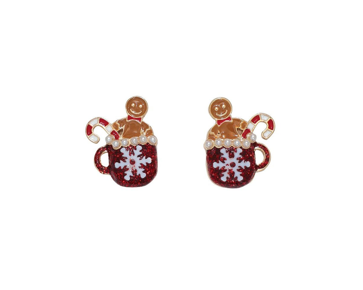 Glittery Mugs with Joyful Gingerbread Earrings