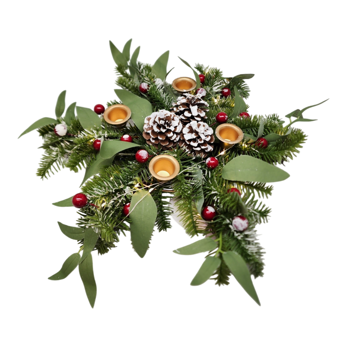 Lighted Candle Wreath - 18 Inch