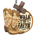 Western "Walk By Faith" Resin Ornament