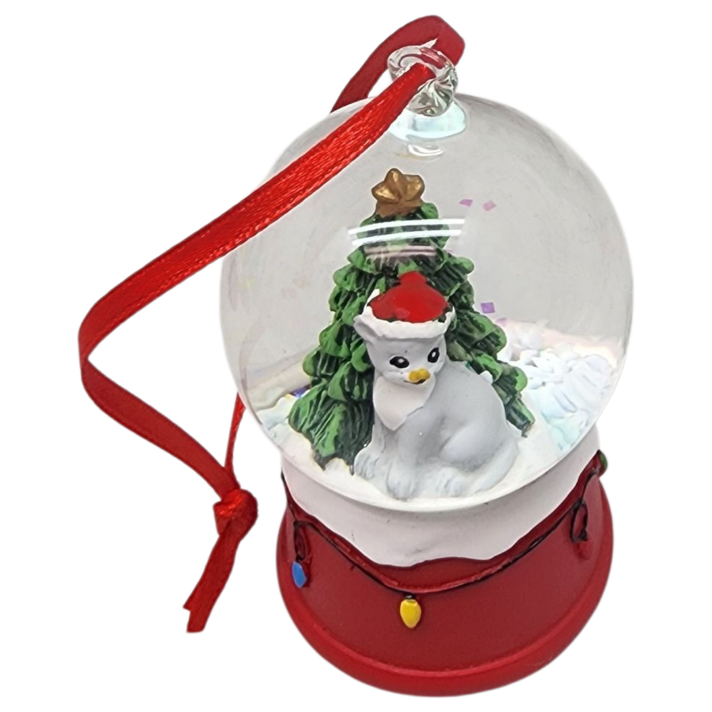Charming Kitty Snow Globe Ornament - Grey Cat