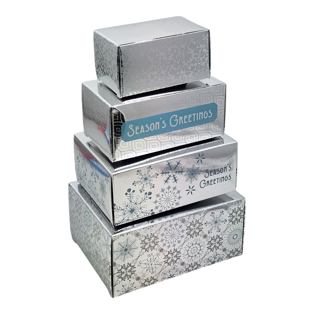 4 Piece Treat Tower Interlocking Gift Boxes - Silver