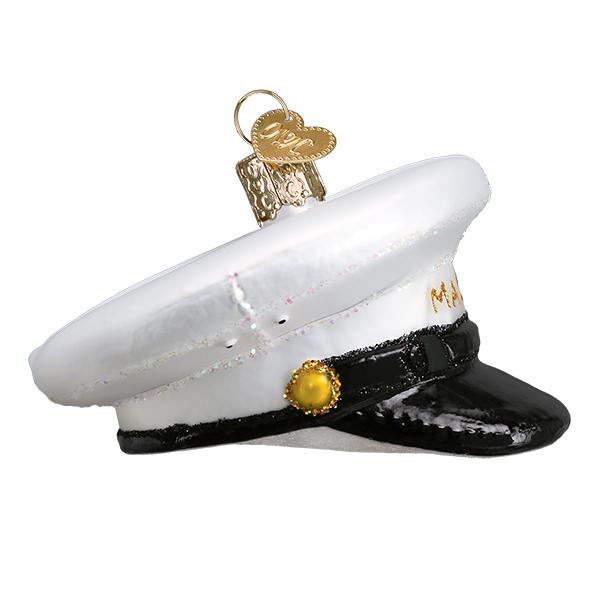 Marines Cap Glass Ornament