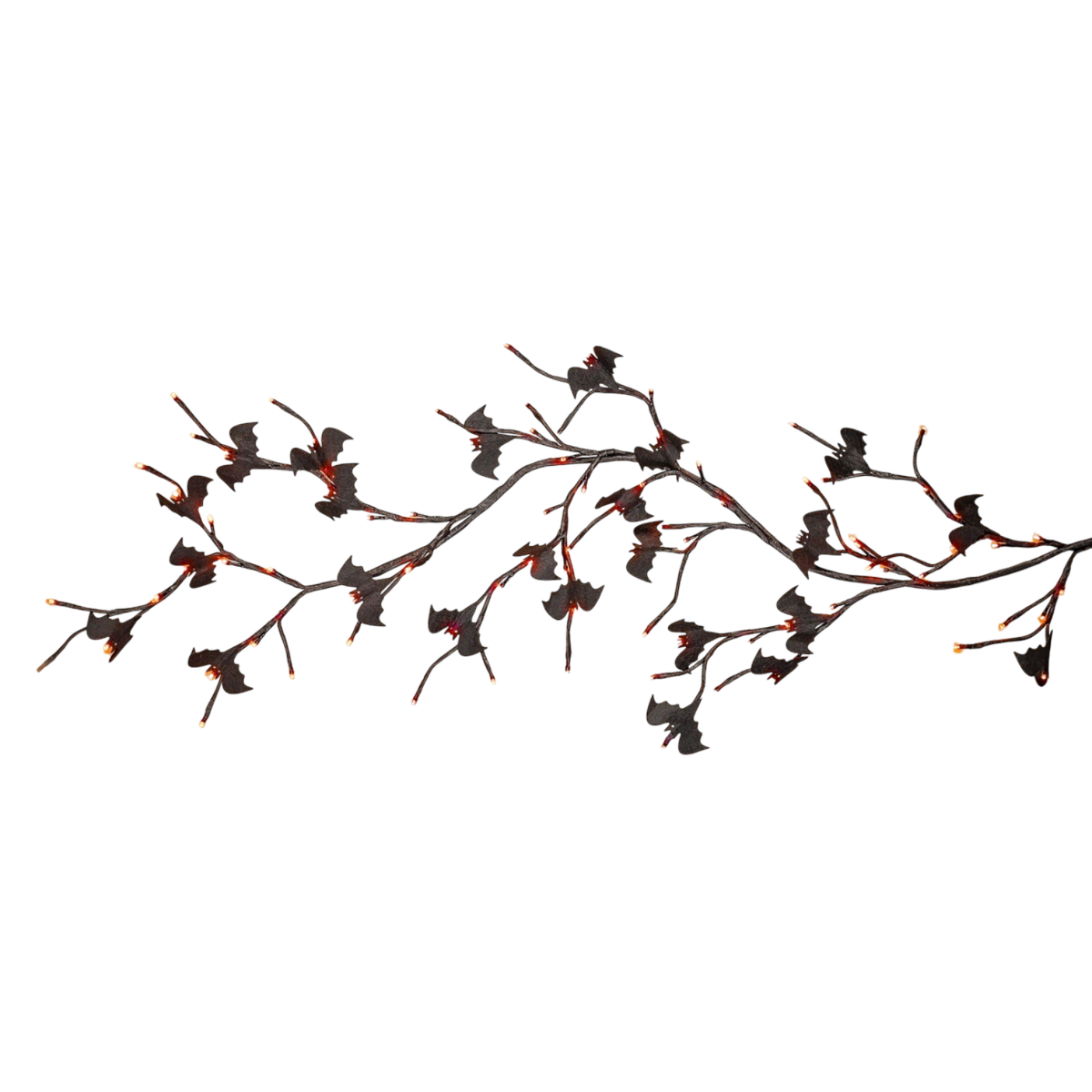 Orange Lighted Halloween Black Garland