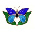 Dark And Light Blue Butterfly with Leaves Suncatcher