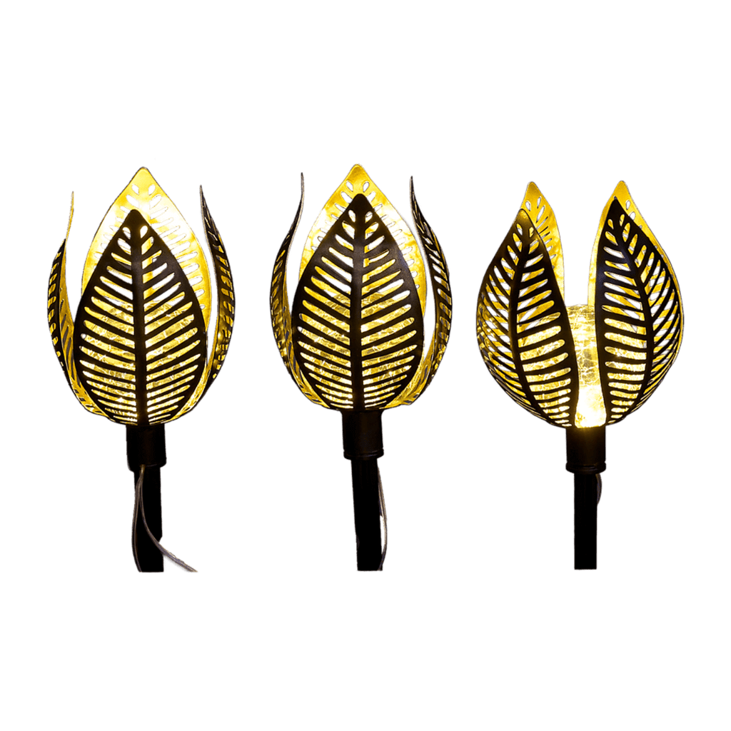 Solar Powered Copper Lily lights - set of 3