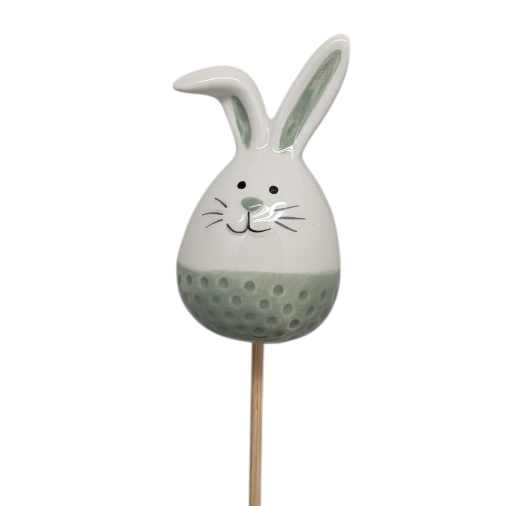 Ceramic Easter Bunny Floral Pick - Sage